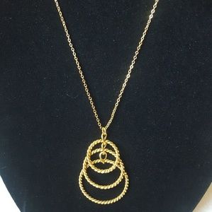 New Goldtone Necklace with 3 Rings